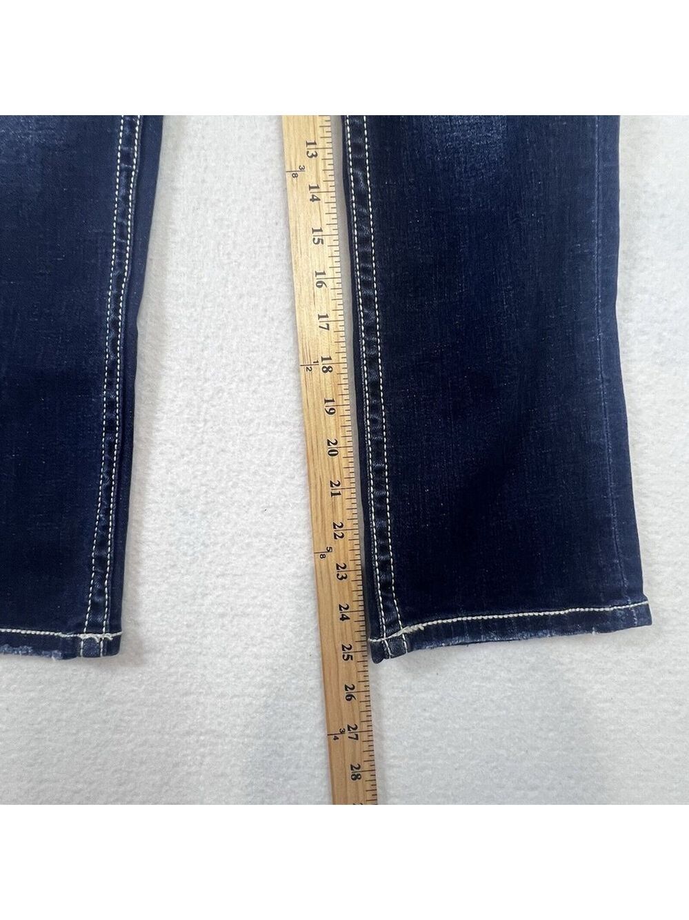 Daytrip Womens 25 Blue Jeans Virgo Straight Thick Stitch Stretch Flap Pocket New - Picture 10 of 12